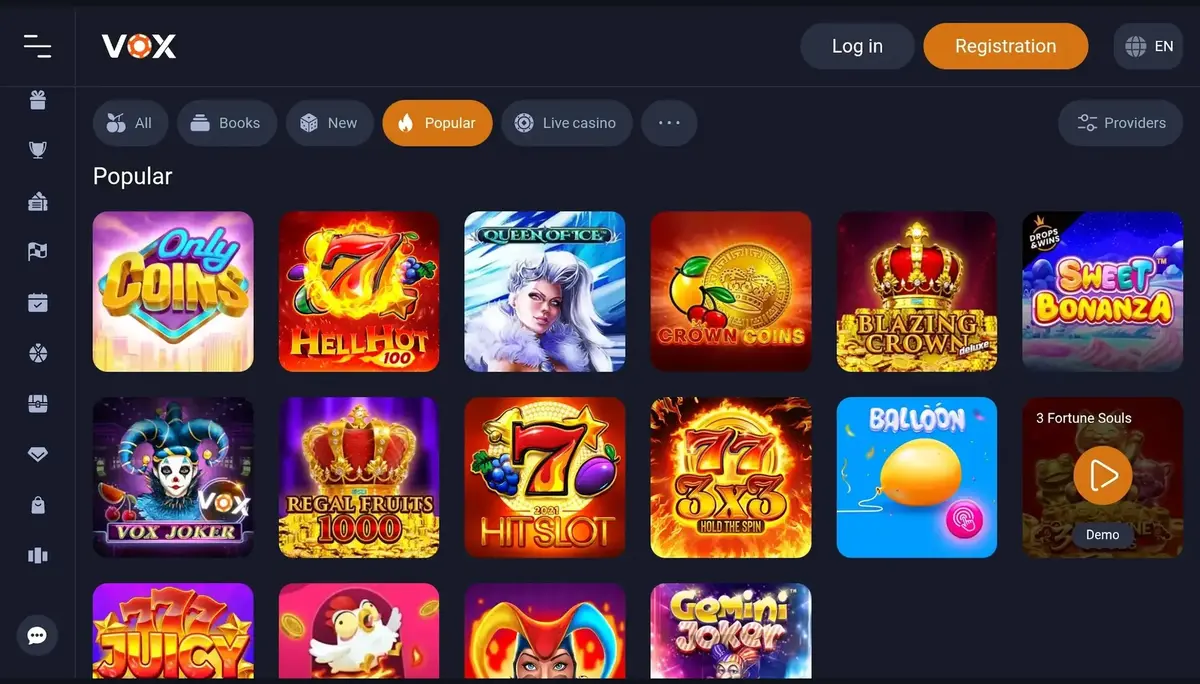 Vox Casino Zrzut ekranu 1